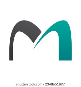 Persian Green and Black Arch Shaped Letter M Icon on a White Background