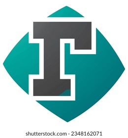 Persian Green and Black Bulged Square Shaped Letter R Icon on a White Background