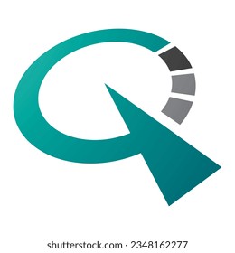 Persian Green and Black Clock Shaped Letter Q Icon on a White Background