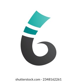 Persian Green and Black Curly Spike Shape Letter B Icon on a White Background