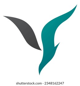 Letra persa verde y negra en forma de pájaro buceo con forma de ícono Y sobre fondo blanco
