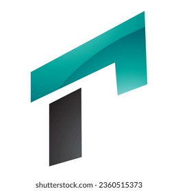 Letra rectangular verde y negra brillante R icono en un fondo blanco