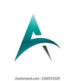 Persian Green and Black Glossy Spiky Arch Shaped Letter A Icon on a White Background