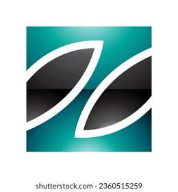 Persian Green and Black Glossy Square Shaped Letter Z Icon on a White Background