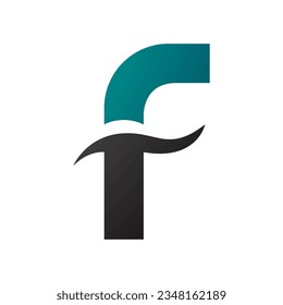 Persian Green and Black Letter F Icon with Spiky Waves on a White Background