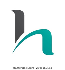 Persian Green and Black Letter H Icon with Round Spiky Lines on a White Background
