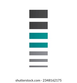 Persian Green and Black Letter I Icon with Horizontal Stripes on a White Background