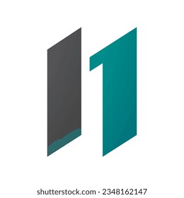 Persian Green and Black Letter N Icon with Parallelograms on a White Background