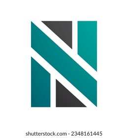 Persian Green and Black Rectangle Shaped Letter N Icon on a White Background