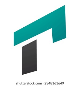 Persian Green and Black Rectangular Letter R Icon on a White Background