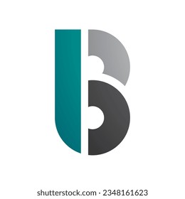 Persische Green und Black Round Disk Shaped Letter B Symbol auf weißem Hintergrund