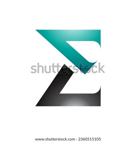 Persian Green and Black Sharp Glossy Elegant Letter E Icon on a White Background