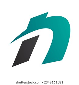 Persian Green and Black Spiky Italic Letter N Icon on a White Background