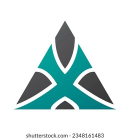 Persian Green and Black Triangle Shaped Letter X Icon on a White Background