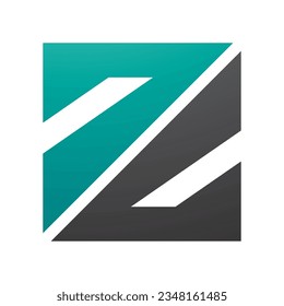 Persian Green and Black Triangular Square Shaped Letter Z Icon on a White Background