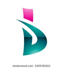 Persian Green and Magenta Glossy Bold Spiky Letter B Icon on a White Background