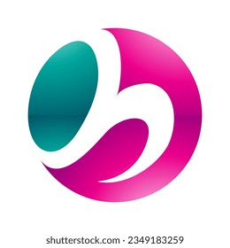 Persian Green and Magenta Glossy Circle Shaped Letter H Icon on a White Background