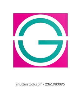 Persian Green and Magenta Round and Square Letter G Icon on a White Background