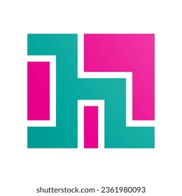 Persian Green and Magenta Square Shaped Letter H Icon on a White Background