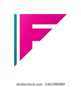 Persisch Green und Magenta Dreiecksbuchstabe F Symbol auf weißem Hintergrund