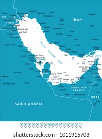 Persian GulfMap - Detailed Vector Illustration