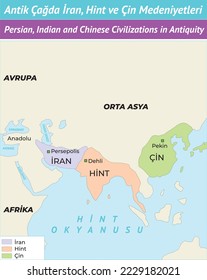 Persian, Indian and Chinese Civilizations in Antiquity, Orta Asya, Tarih Haritaları, Harita, Osmanlı Devleti Harita, Antik Çağ Harita, İran, Hint, Çin, Orta Asya, Tarih