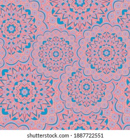 Persian medallion flower seamless ornament vector graphic design. Pattern template for carpet. Oriental mandalas persian medallion floral seamless rapport. Kaleidoscope elements. Asian motifs.