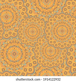 Persian medallion flower seamless ornament vector graphic design. Pattern template for carpet. Lovely mandalas persian medallion floral seamless rapport. Kaleidoscope elements. Asian motifs.