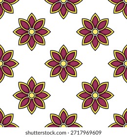 Persian Miniature seamless tile pattern with rich colors and intricate floral designs for cultural decor concept as Rich colored Persian miniature floral designs arranged seamlessly for cultural Persian inspired home decor in Photo Stock Concept and empty space on the left side