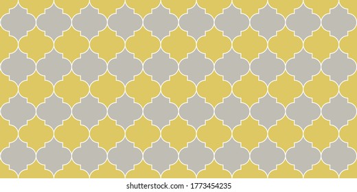 Persian Mosque Window Tile. Traditional Ramadan Mosque Golden Shape. Eid Mubarak Islam Illustration. Moroccan Seamless Design Ramadan Kareem Islamic Decoration. Seamless Moroccan Mosaic Pattern.