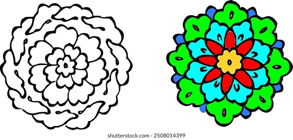 Persian Pench Motif Vector Set – Traditional Five-Leaf Floral Design ,Ottoman Pench Motif