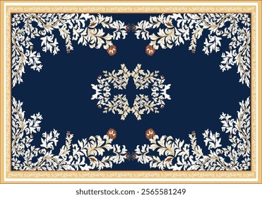 Persian rug Floral original Design Oreintal Flora Damasks embroidery, Persian style. art ornament print.Design for carpet, cover.wallpaper, wrapping, fabric, clothing, tribal vector texture. 