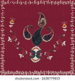 Persian rug original Design Oreintal Flora Damasks embroidery, Persian style. art ornament print.Design for carpet, cover.wallpaper, wrapping, fabric, clothing, tribal vector texture.
