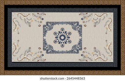 Persian rug original Design Oreintal Flora Damasks embroidery, Persian style. art ornament print.Design for carpet, cover.wallpaper, wrapping, fabric, clothing, tribal vector texture.