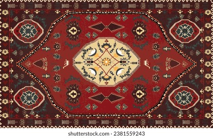 Persian rug original Design orietal, tribal vector texture. Easy to edit and change a few colors with a swatch window.Ethnic abstract art. Seamless pattern. folk embroidery, carpet women.