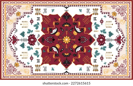 Persian rug original Design, tribal vector texture. Easy to edit and change a few colors with a swatch window.Ethnic abstract art. Seamless pattern. folk embroidery, carpet women.