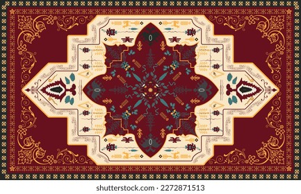 Persian rug original Design, tribal vector texture. Easy to edit and change a few colors with a swatch window.Ethnic abstract art. Seamless pattern. folk embroidery, carpet women.