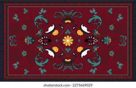 Persian rug original Design, tribal vector texture. Easy to edit and change a few colors with a swatch window.Ethnic abstract art. Seamless pattern. folk embroidery, carpet women.