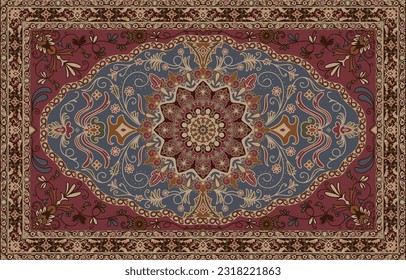 Persian rug traditional design, tribal vector texture. Easy to edit and change colors. carpet