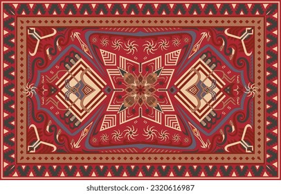 Persian rug traditional design, tribal vector texture. Easy to edit and change colors. carpet