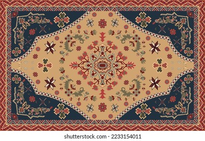 Persian rugs. Traditional oriental geometric patterns for backgrounds, rugs, wallpapers, clothing, wraps, batiks, fabrics, Vector embroidery pattern.