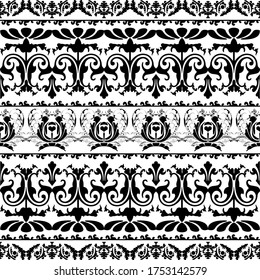 Persian Seamless Ethnic Pattern design vector. Illustration of Ornament Pattern design in black white color