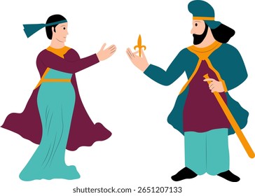 Persian Spiritual Belief System, Bahram II Giving Flower to his Wife Anahid
