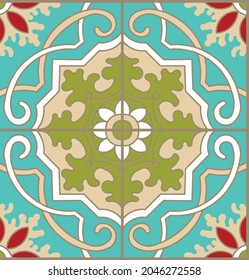 Persian tile pattern. form swirl and leaves