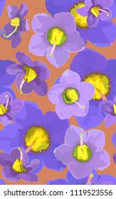 Persian violet flower seamless pattern