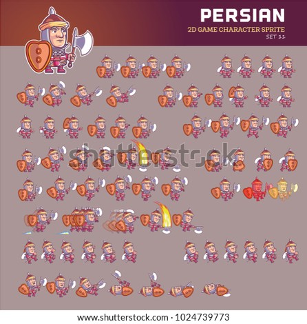 Persian Warrior Cartoon Game Character Animation Sprite