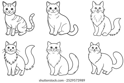 Persian,Maine Coon,Maine Coon,Ragdoll cat,Norwegian Forestl,British Shorthair,American Shorthair Line art pages