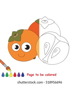 Persimmon to be colored, the coloring book to educate preschool kids with easy kid educational gaming and primary education of simple game level. The colorless half.