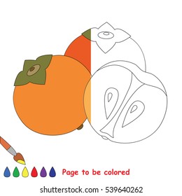Persimmon to be colored, the coloring book to educate preschool kids with easy kid educational gaming and primary education of simple game level. The colorless half.