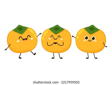 Persimmon cartoon vector. Persimmon on white background. Cute Persimmon character design.
